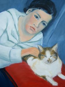 2008, (Detail) Claudia mit Katze