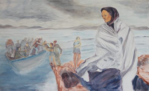 2016, 65 x 105 cm Angekommen?