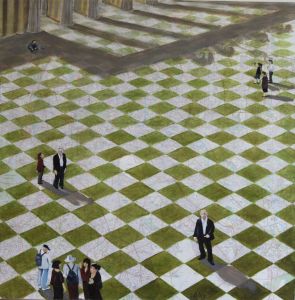 2016,100 x100 cm,
Öl auf Stadtkarte auf Leinwand montiert Berlin